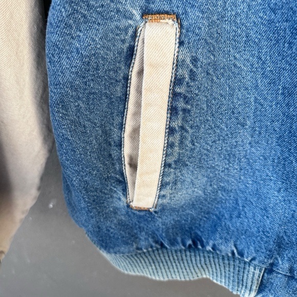 Vintage Retro Dixon K-Products Denim Bomber Varsity Jacket Canvas Distressed XL - Picture 6 of 10